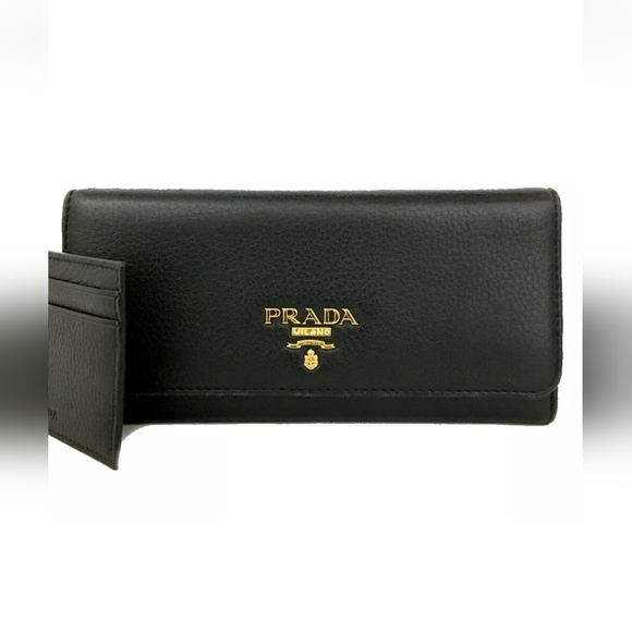 PRADA Logo Leather Long Bifold Wallet - Picture 1 of 10